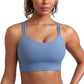 CRZ YOGA Softness Mold Womens Butterluxe Strappy Longline Sports Bra - Double Spaghetti Strap Workout Yoga Crop Top Athletic