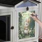 COZIWOW 39inches Assembled Wood Rabbit Hutch Indoor，Wide Space Small Animal Houses with Removable Tray&Safety Lock，Bunny Cage with Waterproof Roof&Solar Panels (Grey with Pattern)