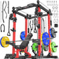 Power Cage Multi-Function Power Rack with Cable Crossover System,1800 LBS Capacity Squat Rack with Weight Bench,for Home Gym