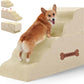 5-Step Spliceable Pet Stairs: Indoor& Outdoor Multi-Use with a Removable Cover and a Pocket, Best for Small Pets and Older Dogs Who Has Spine and Arthritis Issues to Get on High Beds, Beige（22.8" H）