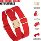 PET ARTIST Soft PU Leather Dog Collar, Bright & Classic Red Dog Collar with Quick Release Rose Metal Buckle, Adjustable Nylon Padded Durable Pet Collars for Large Dogs Girl, Neck Fit 16-27"