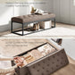 SONGMICS Velvet Storage Ottoman Bench, Foot Rest with Legs, 15.7 x 43 x 15.7 Inches, End of Bed Bench, Storage Chest, Load up to 660 lb, for Living Room, Bedroom, Entryway, Walnut Brown ULSF089K01