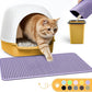 Cat Litter Mat - 23.2'' x 14.6'' Small Litter Trapping Mat, Easy to Clean Litter Box Mat, Waterproof, Urine-Proof, Non-Slip Kitty Litter Mats for Floor, Purple
