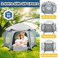 PRObebi Portable Pop Up Playpen for Babies and Toddlers - Grey Lightweight Outdoor Play Yard with Three Sun-Shade - Beach and Indoor Use with Travel Bag