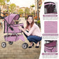 Dog Stroller,3 Wheels Travel Folding Pet Stroller for Small Medium Dog Cat Jogger Stroller with Storage Basket Removable Liner Pink