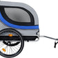 Blue-Grey Large Folding Bike Trailer for Dogs – Heavy-Duty Steel Frame, 66LB Capacity Pet Carrier for All-Terrain Cycling, Jogging & Camping Adventures!