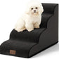 Dog Stairs for Small Dogs 19.7" H, Curved Dog Step for Puppy, Older or Cat, Medium Pet Ramp for Sofa, Couch or Bed, Ladder with High Density Foam, 15.7x28.3x19.7 inch, 4 Step, Black