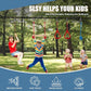 Slsy Ninja Warrior Obstacle Course for Kids, 50FT Durable Ninja Slackline Kit with 8 Complete Accessories, Playset Equipment with Swing, Climbing Net, Ladder & Monkey Bars (8 Obstacles)