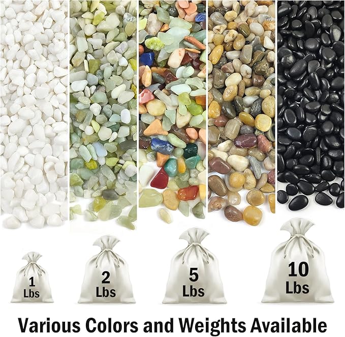 White Pebbles for Indoor Plants, 3/8 Inch Decorative White Stones. Polished River Rocks for Potted Plants Vase Cactus Bird Bath and Outdoor Garden Landscaping
