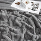 Cozy Bliss Faux Fur Throw Blanket for Couch, Jacquard Fuzzy Plush Soft Thick Winter Throw Blanket for Sofa Bed Living Room Bedroom，60"x80" Grey