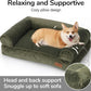FUKUMARU Cute Dog Bed, Fluffy Dogs Couch with TPU Layer Keeping Lining Dry, Pet Sofa Medium Size Dog Easy to Care, Warm Cat Bed with Removable Zipper Cover, 36inch, Large, Green
