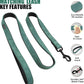 Didog Soft Padded Leather Dog Collar and Leash Set, Adjustable and Breathable Pet Collars with 4FT PU Leather Dog Leash for Small Medium Large Dogs, Green, XL