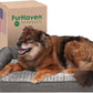 Furhaven Cooling Gel Dog Bed for Large/Medium Dogs w/ Removable Bolsters & Washable Cover, For Dogs Up to 55 lbs - Luxe Faux Fur & Performance Linen Sofa - Charcoal, Large
