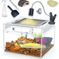 Reptile Tank Kit with Heat Lamp, Spray Bottle, Shovel, Tweezers, Food Bowl, Hideout -Perfect for Geckos, Jumping Spider,Milk Frog,Hermit Crabs,Snakes, Lizards (8''×8''×6'')
