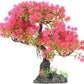 POPETPOP Artificial Aquarium Plant Plastic Water Plant Tree Fish Tank Bonsai Ornament Fish Tank Hideout Sushi Plate Decor for Aquarium Terrarium Landscape Pink