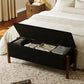 Modern Storage Benches with Walnut Wood Legs, 47'' Ottoman Bench with 20 Gallons Storage Space for Bedroom End of Bed, Fabric Upholstered Entryway Bench with Seating for Livingroom, Black