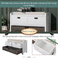 Storage Bench Removable Basket 2 Drawers Fully Assembled Acacia Wood Shoe Bench Standing Shoe Rack Removable Cushion for Living Room, Entrance Hallway, No Assembly Required White