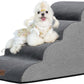 GoGoBunny Waterproof High Density Foam Curved Dog Stairs for High Beds Couches 19.7" H, 4-Step Ramp Dog Steps Friendly to Small Medium Dogs or Pets Joints, Non-Slip Balanced Durable Pet Step, Grey