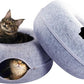 CATTASAURUS Peekaboo Cat Cave for Multiple & Large Cats Up to 30-45 Lbs, Scratch Detachable & Washable Tunnel Bed, Comfy Donut Cat Cave (Light Gray + Light Gray, Large)