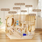 Wooden Hamster Cage 3 Tier Small Animal Cage,Large Syrian Hamster House with Openable Top and Acrylic Sheets 11-Piece Set (30" L x 20" W x 20" H)