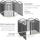 BHG Metal No-Assembly Freestanding Dog Gate with Door Walk Through, Extra Wide 144", Extra Tall 32" Pet Gate, Accordion Puppy Folding Playpen Dog Fence for Indoor & Outdoor, with 2PCS Support - Black