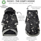 Rocky – The Orginal Lightweight Hooded TEE 100% Organic Cotton Dog Hoodie Pet Coat Sweater for Small, Medium, Large Dogs, Batty Black, X-Small