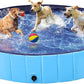 Yaheetech Foldable Dog Pools 63 x 12 Inches Collapsible Hard Plastic Pets Swimming Pool Portable Puppy Bath Tub Cat Shower Pet Wading Pool for Outdoor/Indoor w/Pet Repair Patches, Blue