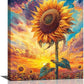 Sunflower Wall Art Canvas Yellow Floral Wall Decor Prints Framed Painting Pictures Gifts Artwork for Bathroom Bedroom Living Dining 16"x20"