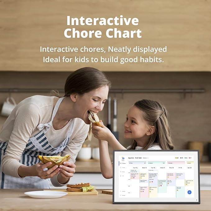 Dragon Touch 15.6" Digital Calendar Chore Chart – 1080P Full HD Interactive Touchscreen, Smart Family Planner, Hearth Display Digital Calendar Wall & Desk Mountable for Seamless Scheduling Black