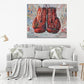 Quorin Banksy Graffiti Boxing Wall Art Red Boxing Gloves Pictures Gym Sport Wall Decor Canvas Print Painting Artwork for Gym Living Room Bedroom 20"x24"