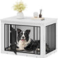YITAHOME 38.2" L Dog Crate Furniture for Large Dogs, 2-in-1 Iron-Wood Fusion Dog cage Indoor up to 60 lb, Side End Table, Modern Dogs Kennel with Waterproof Top, Safety Corners,Steel Lock,White