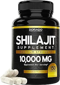 Pure Shilajit 10000mg 150 Caps Asphaltum Naturally Occurring Fulvic Acid Non GMO