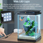 FEDOUR Small Glass Aquarium, 1 Gallon Desktop Fish Tank, Betta Fish Tank, Mini Aquarium Starter Kit with Air Pump LED Light Decoration Water Changer Fish Net (Black)