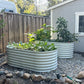 A ANLEOLIFE 8x4x2ft Galvanized Raised Garden Bed Kit, Oval Metal Deep Root Planters for Outdoor Plants Vegetables Flowers Herb, Large Bottomless, 478 Gallon Capacity- Antique White