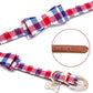 Puppy Collars for Small Dogs - StrawberryEC Adjustable Puppy Id Buckle Collar Leather. Cute Plaid Bowtie Blue Dog Collar (Bow-Blue-Grid)