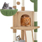 Yaheetech Cactus Cat Tree, 42in Cat Tower for Indoor Cats, Multi Level Kitten Condo Scratching Post, Pet Activity Center Furniture w/Ball, Plush Perch, Platform, Basket, Brown/Green