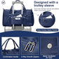 FIORETTO Womens Gym Tote Duffle Bag with Toiletry Bag, Sports Duffel Overnight Hospital Workout Carry on Bag for Girls with Wet Pocket & Shoe Compartment, Ideal for Travel, Swimming, Dance Navy Blue
