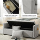 HULALA HOME Modern Storage Ottoman Bench with Throw Pillows, 59" Extra Long End of Bed Bench with Storage Pocket, Comfy Upholstered Footstool for Bedroom Entryway Living Room, Grey