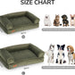 FUKUMARU Dog Couch Bed, Corduroy Cozy Cat Bed for Indoor Cats with Washable Cover, Supportive Waterproof Dog Beds Sofa for Small Dogs and Large Cats Cute, 28inch, Medium, Green