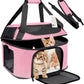 Large Cat Carrier Pet Carrier, Oeko-TEX Certified Soft Side Pet Carrier for Cat, Small Dog, Collapsible Travel Small Dog Carrier, TSA Airline Approved Cat Carrier for Cats 20 lb,Pink