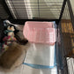 11Pcs Rabbit Litter Box Toilet,Bunny Corner Litter Bedding Plastic Square Grate Guinea Pig Bunny Ferret Hamster Hedgehog, Potty Trainer Bedding Box for Guinea Pig Ferret Hamster Hedgehog (Pink)