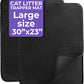 iPrimio Large Cat Litter Trapper Mat with Exclusive Urine/Waterproof Layer - Cat Litter Mat - Larger Holes with Urine Puppy Pad Option for Messy Cats - Soft on Paws and Light - 30" x 23" (Black) - 2pk