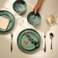 Ceramic Dinnerware Set, 12-Piece Service for 4, Round, Microwave and Dishwasher Safe, Cambridge Classics (Dusty Jade)