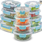 JoyJolt 24pc Borosilicate Glass Storage Containers with Lids | 12 Airtight/Freezer Safe Food Storage Containers for Pantry and Kitchen | Meal Prep Container for Lunch | Glass Tupperware Set