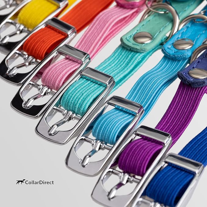 CollarDirect Leather Cat Collar, Cat Safety Collar with Elastic Strap, Kitten Collar for Cat with Bell Black Blue Red Orange Lime Green (Neck Fit 6"-7", Mint Green)