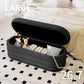 Storage Ottoman Bench 49.2 Inch Upholstered Fabric Storage Bench for Bedroom End of Bed Aesthetic Large Oval Ottoman for Living Room Entryway (Black)