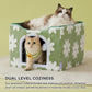 Lesure Indoor Cat Beds Kitten House - Large Cat Cave for Pet Cube with Fluffy Ball Hanging, Foldable Small Animal Hideaway, 16.5x16.5x13 inches, Flower Garden Green