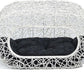D+GARDEN Fun Stackable White Cat Condo for Indoor Cats - Interactive Play Rattan Modern Cat House for Indoor Cats Kitty, Pet Friendly Top/Side House Entry, Cat Bed Enclosed