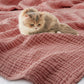 Carriediosa 100% Cotton Muslin Throw Blanket 50" X 70" Throw XL Size，4-Layers Summer Gauze Throws for Bed Couch，Soft Lightweight Breathable Linen Blankets Bedspread for Adults All Season，Mauve