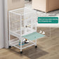YITAHOME 41 inches Metal Bird Cage for Parakeets: Large Parrot Cages with Tray, Food Boxes, and Wooden Perches with Rolling Stand & Brakes for Lovebirds Cockatiels Pigeon Finches, White